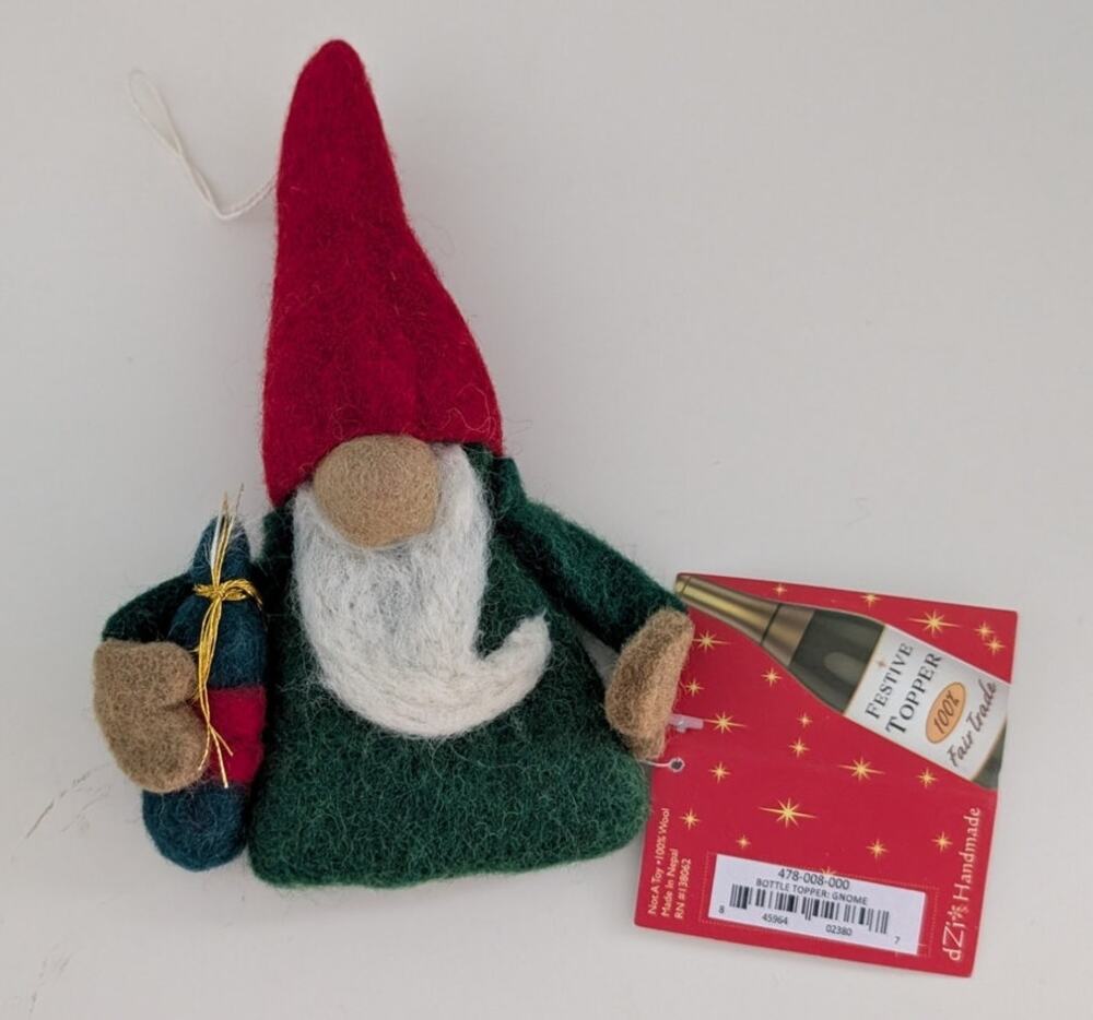 Gnome Felt Bottle Topper NEW! Fair Trade Natural Fibers